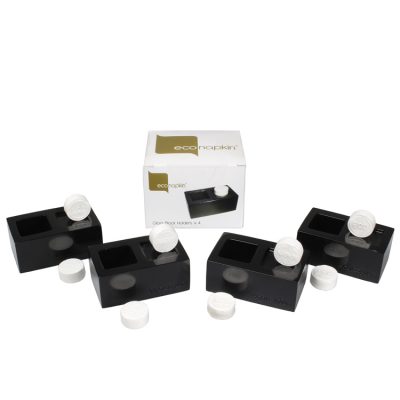 four single econapkin black gloss holders